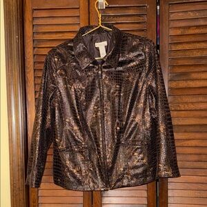 Brown Crocodile Pattern Women's Jacket